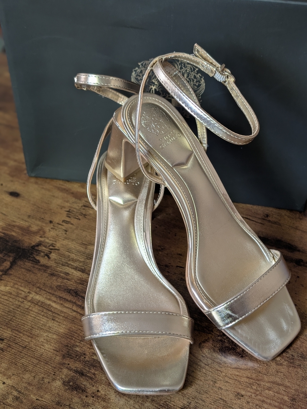 Vince Camuto Metallic Gold Ankle-Strap Sandals
